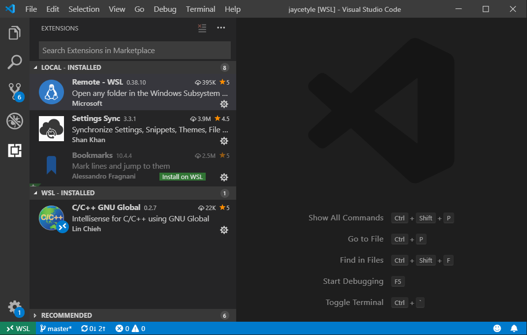 wsl visual studio code install